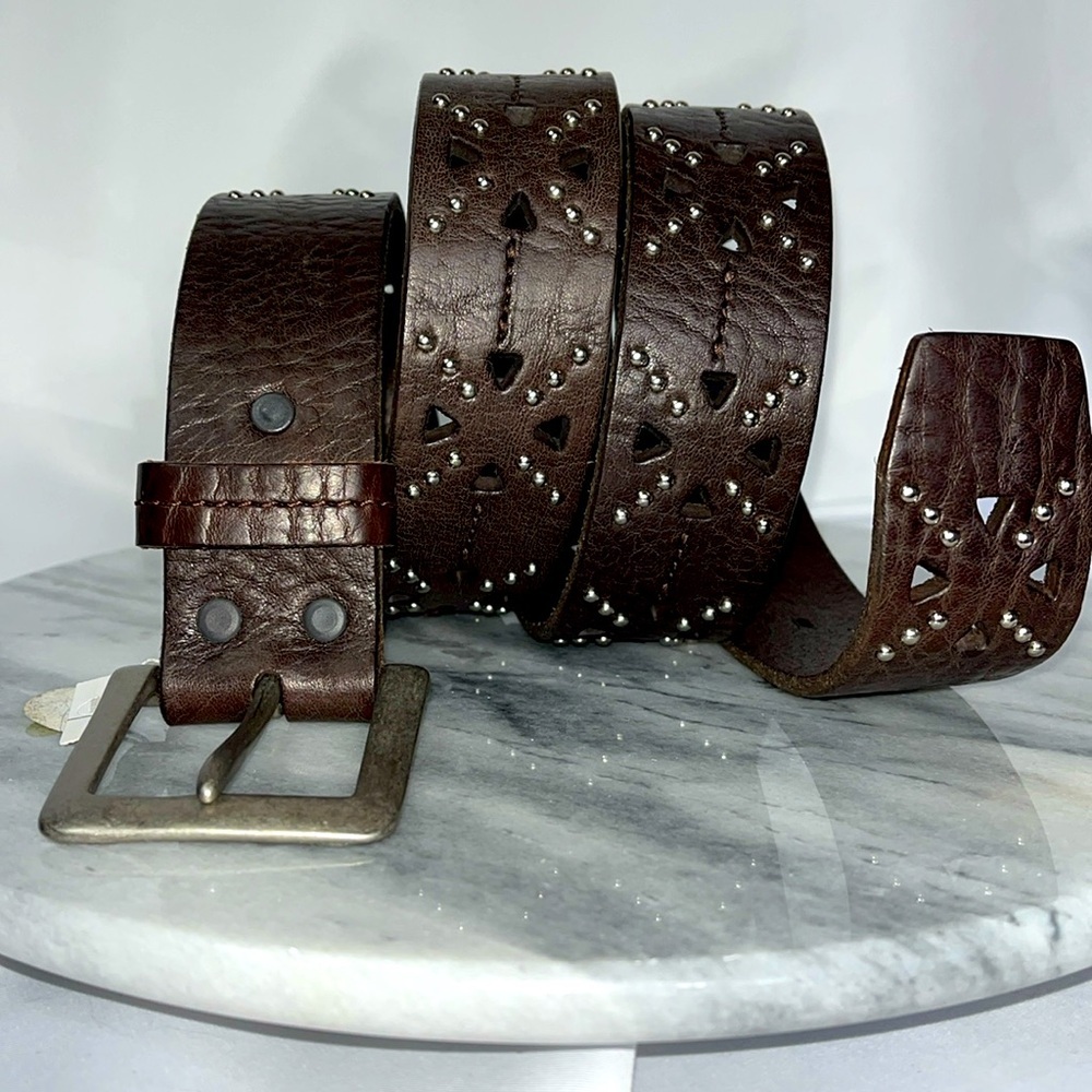 Honest by Brighton studded cut out leather western belt Sz 40 Brown